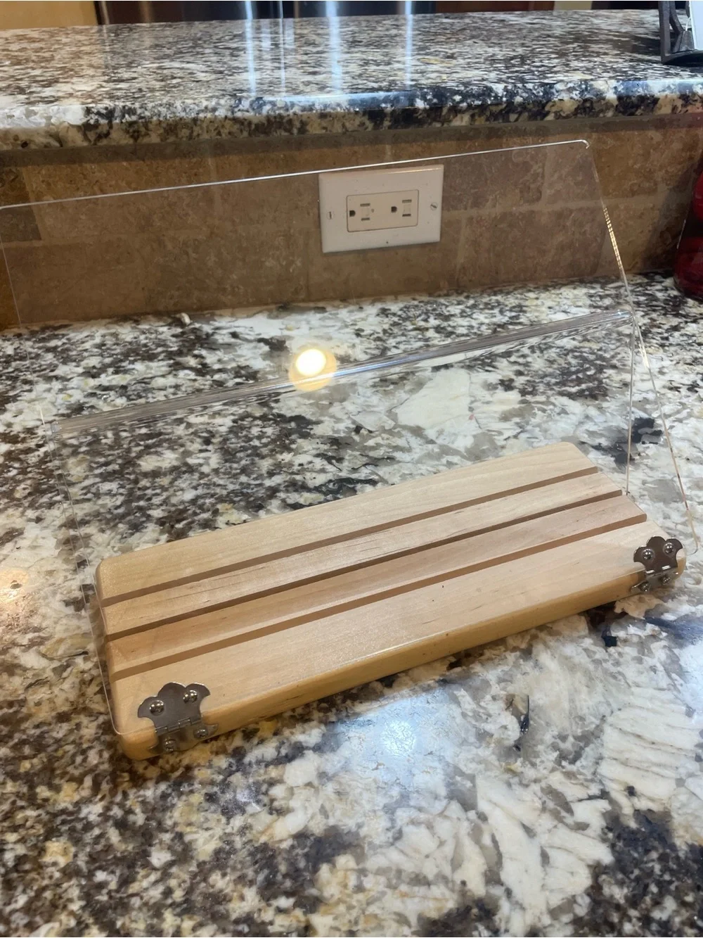 Williams-Sonoma Maple & Acrylic Cookbook Recipe Holder Stand W/Splatter Guard